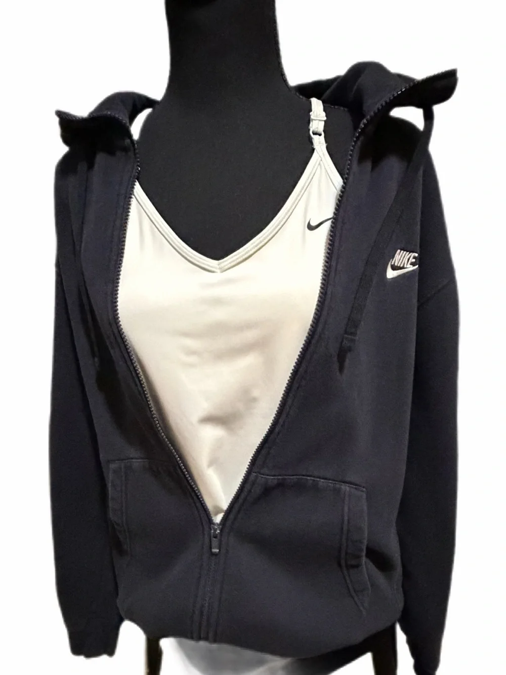 Nike Womens Classic xl Full Zip fleece sweatshirt with hood/ 80 percent cotton